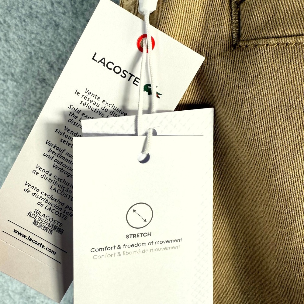 Lacoste Gabardine Shorts Men's 36 Beige Slim Fit Slash Pockets Mid-Rise Outdoor - Picture 14 of 16